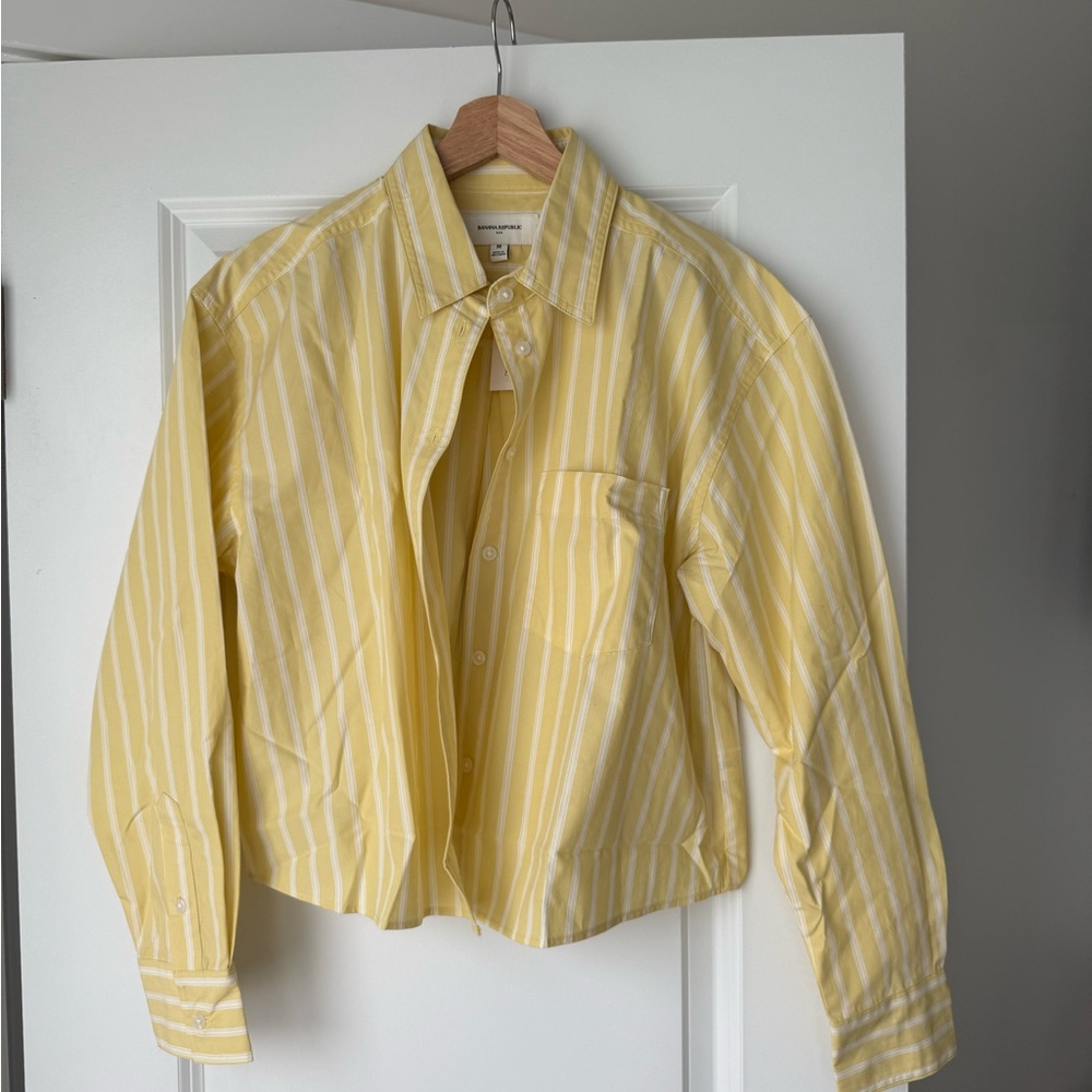 Banana Republic Light Yellow and White Striped Shirt